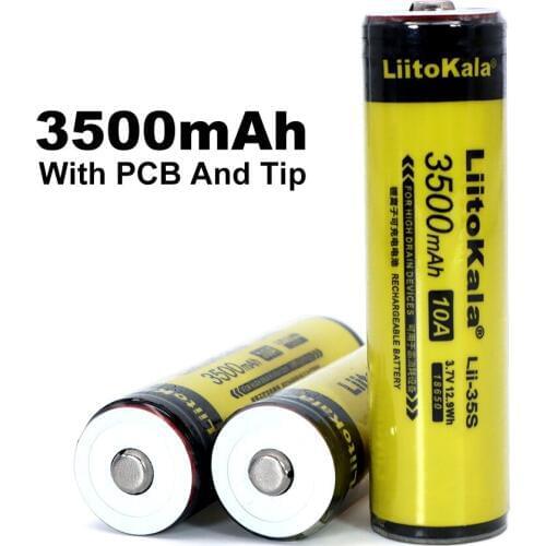 Liitokala Lii-35S Protected 18650 3400mAh Rechargeable Li-lon battery with 2MOS PCB 3.7V For Flashlight