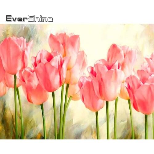 EverShine Diamond Embroidery Full Drill Square Flower 5D DIY Diamond Painting Tulip Picture Rhinestones Mosaic Handmade Hobby