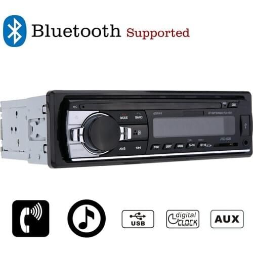 Car Radio 12V Bluetooth V2.0 Car Audio Stereo In-dash 1Din FM Aux Input Receiver SD USB MP3 MMC WMA AutoRadio Player
