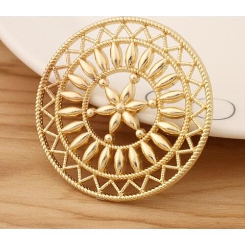 5 Pieces Gold Plated Filigree Flower Large Round Charms Pendants for Jewellery Making Accessories 47x47mm