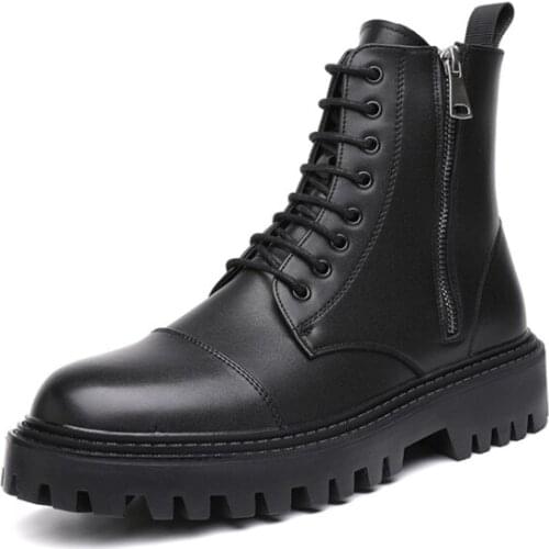 Martin Boots Mens High-Top British Korean Tooling Boots All-Match Trendy Shoes Spring And Autumn Middle-Top Mens Boots