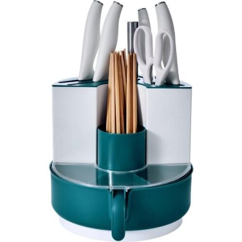 For Kitchen Multifunctional Floor-To-Ceiling Multi-Layer Kitchen Rotating Rack, Seasoning Jar Set, Combined Knife Rack