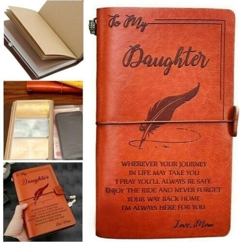 To My Daughter Where Ever Love Mom / Love Dad Leather Business Journal Notebook Diary To My Granddaughter Grandson NoteBook