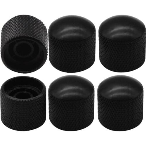 FLEOR 6pcs Black Metal Dome Electric Guitar Bass Knobs Volume Control Knobs Buttons
