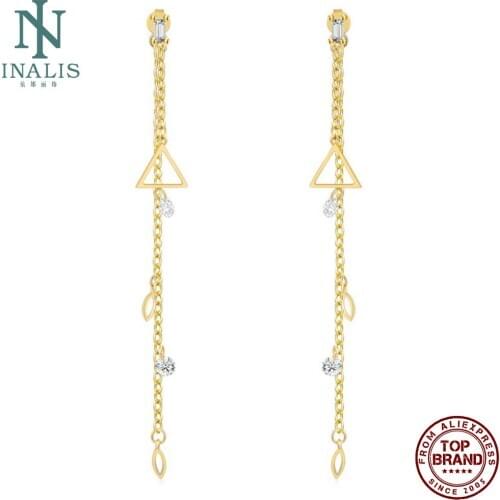 INALIS Drop Earrings For Women Triangle Minimalist Pendant Earring Simple Style Long Chain Prom Fashion K-POP Jewelry On Sale