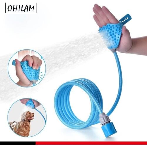 Pet Bathing Tool – Sprayer and Scrubber in One – for Grooming Dogs and Cats – Indoor/Outdoor Use – Includes Adapters for Shower