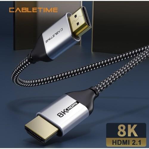 CABLETIME HDMI 2.1 8K Cable M/M 8K/60Hz HDMI 2.1 Video 48Gbps 60Hz Splitter for Projector HDTV PS4 8K HDMI N370