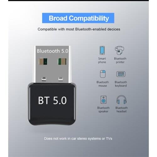 Kebidumei Mini USB Bluetooth Adapter receiver Wireless Mini USB Bluetooth Dongle 5.0. receiver for Computer PC Wireless Mouse