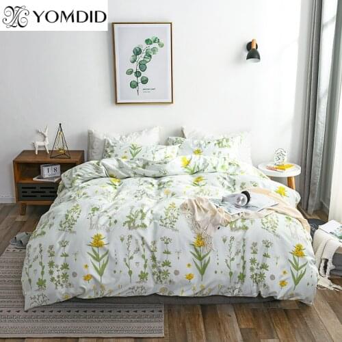 2/3Pcs Bedding Set Home Textile Black and White Simple Leaves Pattern Printed Plant Flower Duvet Cover Pillowcase Bedding Set