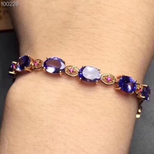 The Best Birthday Gift Natural and Real Tanzanite Bracelet 925 Sterling Silver Tanzanite Bracelet
