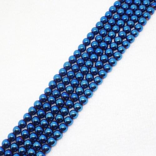 Mini. order is $7! 2-12mm Blue Plating Hematite ironstone Round Spacer DIY Loose Beads 15"