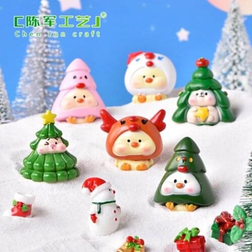 ZOCDOU 1 Piece Cartoon Animal Pig Snowman Cute Duck Small Statue Little Figurine Crafts Figure Ornament Miniatures