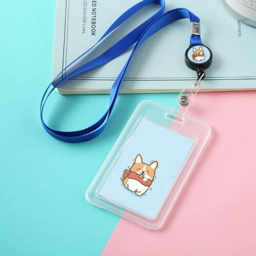 Cartoon Plastic Bus ID Card Holder Case Badge Retractable Reel Neck Strap Lanyard 23GE