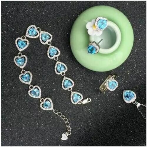 Jewelry set Natural Topaz Real Topaz Jewelry set 925 sterling silver 1pc pendant,1pc ring,2pcs Earrrings