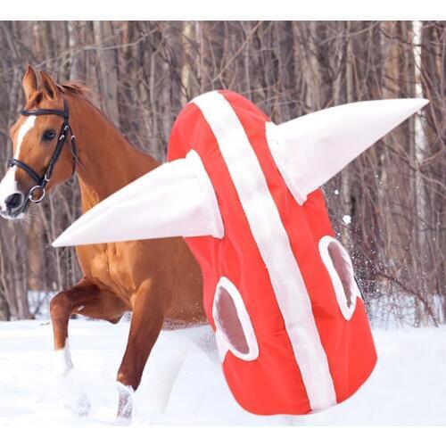 Novelty Winter Horse Hood Head Cover Plush Lined Headwear for Foal Horse Warm Clothing &T8