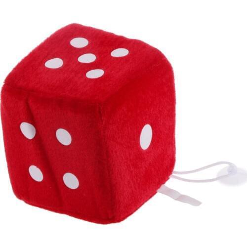 Plush Fuzzy Dice Stuffed Toys Car Mirror Hanger Party Favors 4 inch - Red
