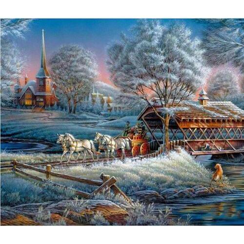 Full Diamond Embroidery 3D diy Diamond Painting Cross Stitch snow winter landscape Mosaic Pattern Rhinestones diamond wedding