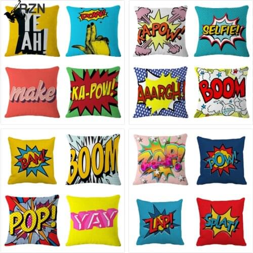 Pop Art Cushion Cover Polyester Cotton Linen Cartoon 45X45CM Pillowcase Sofa Chair Bed Livingroom Decorative Pillow Cover