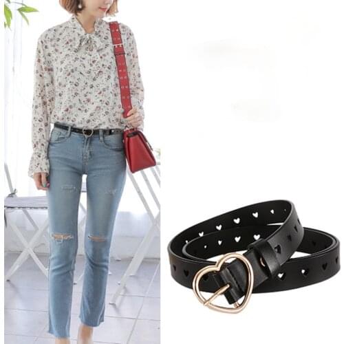 New Womens Student Trouser Belt Wide New Peach Heart Hollow Trend Pants Belt Retro Belt Girl Minimalism 2.3cm