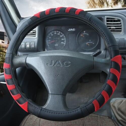 Truck Bus Car Steering Wheel Cover Diameters for 36 38 40 42 45 47 50CM 7 Sizes to Choose Carbon Fiber Black Red Dynamic