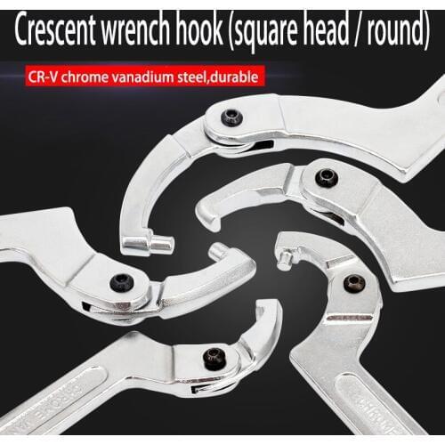 Crescent wrench square head round head hook wrench multi-function shaped hook wrench car repair tools CR-V chrome vanadium steel