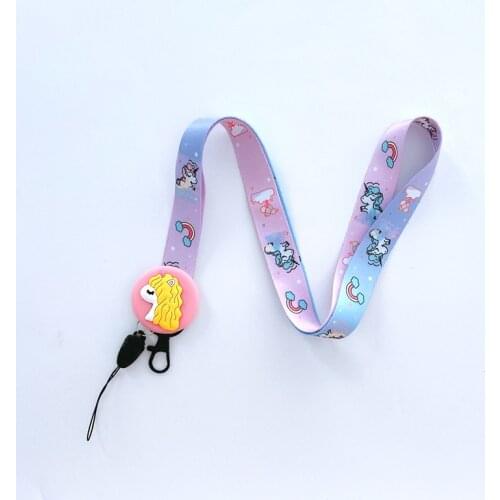 Lanyard for keys Cartoon unicorn Phone Strap Neck Strap Keychain Lanyards ID Badge Holder Hang Rope USB Mobile Phone Sling