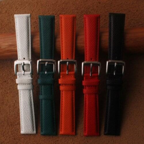 14 16 18 20mm Genuine Leather Watchband Soft Material Watch Band Wrist Strap Silver Stainless Steel Buckle Lizard Special grain