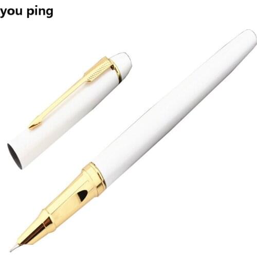 High quality 7035 White color Round design style office Fine Nib Fountain Pen New