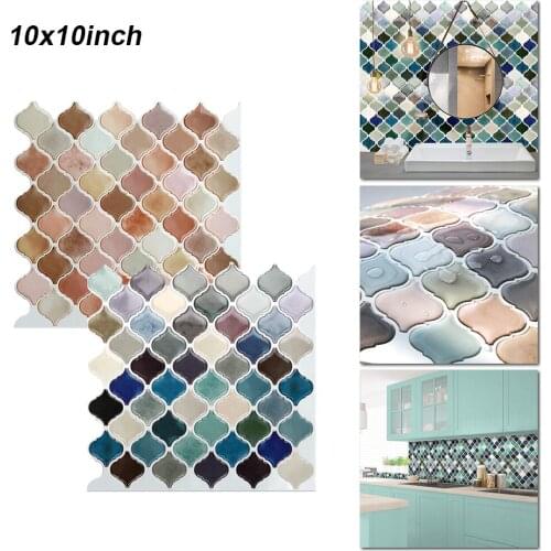 3D Tile 25.4cm Brick Mosaic Wallpaper Sticker Self Adhesive Kitchen Bathroom Decor Peel and Stick Tile for Kitchen Backsplash