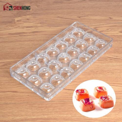 SHENHONG New Arrival Concave Square Chocolate Mould Shaped Polycarbonate Chocolate Mold 3D Candy Mold BPA Free FDA Baking Tools