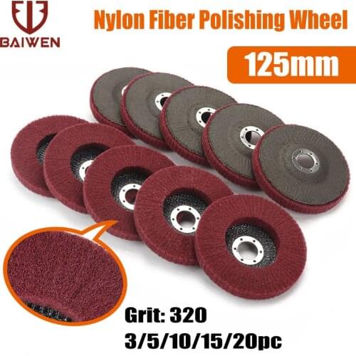 5 Inch Flat Nylon Fiber Polishing Wheel Flap Non-woven Grinding Disc 320 Grit For Angle Grinder Metal Buffing Polishing