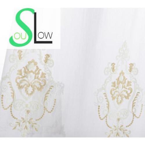 Slow Soul Cotton Embroidery Curtain White Bedroom Room Living Embroidered Pastoral Floral Curtains Tulle For Kitchen Sheer