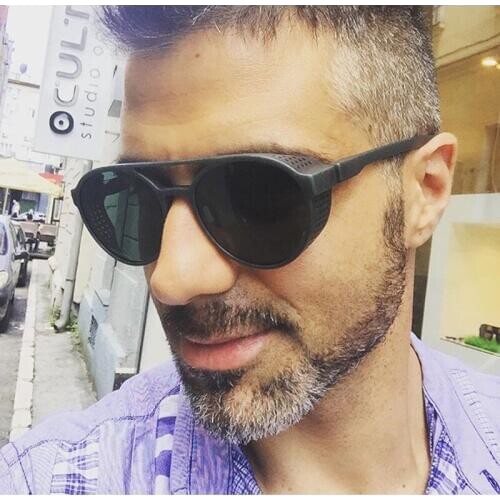 Steampunk Men Women Sun Glasses Goggles Brand Designer Round Vintage Punk Sunglasses Oversized Light Holes Full Frame Fashion