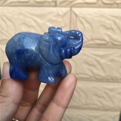 Natural blue-veins handmade elephant figurine healing crystals guardian carving as gifts for home decoration Wholesale price
