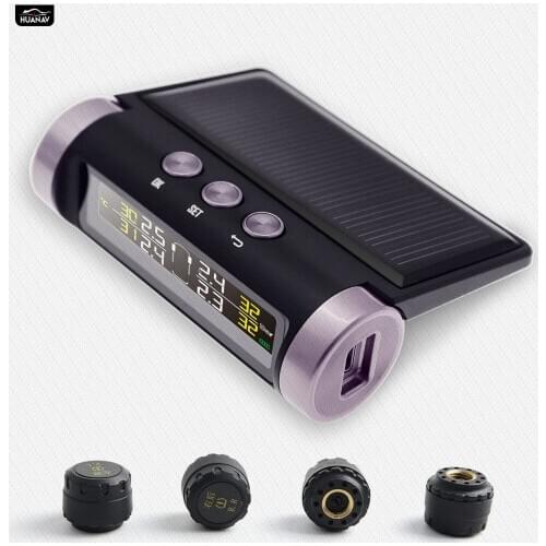 HUANAV TPMS Car Tire Pressure Monitoring System Wireless tpms with 4 External Sensors fit for Android 4.4, 5.1, 6.0 DVD Player