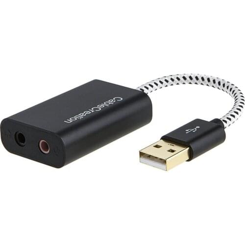 USB Audio Adapter External Sound Card with 3.5mm Headphone and Microphone Jack Compatible with for Windows,Mac,macOS,Linux, PS4