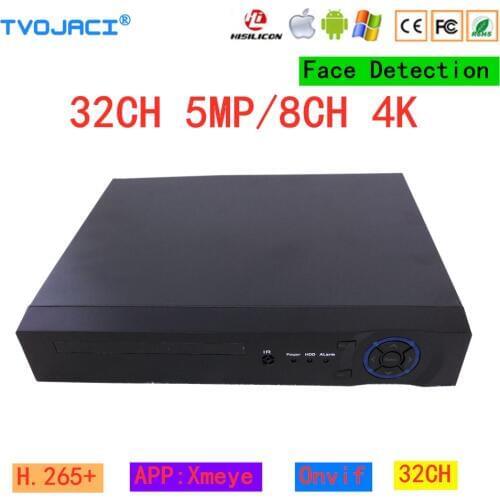 NVR 5MP*32CH 4K*8CH CCTV DVR H.265+ VGA HDMI Surveillance Video Recorder 32 Channel IP Camera Onvif Face Detection CCTV NVR