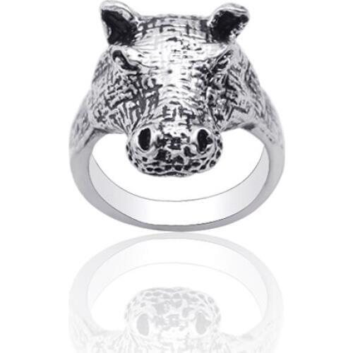 Vintage Animal Hippo Ring Personality Animals Zinc Alloy Mens Ring Punk Style Exaggerated Ring Jewelry Gift Free Shipping