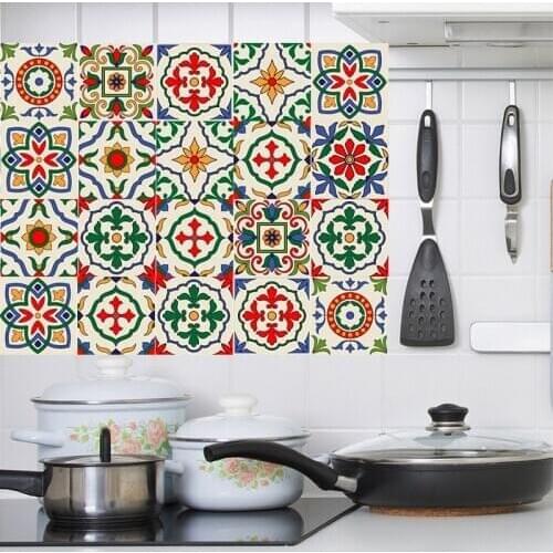 Waterproof Moroccan Tiles Mosaic Wall Sticker Kitchen Bathroom Decor Adhesive Waterproof PVC Wall Stickers Waist Line
