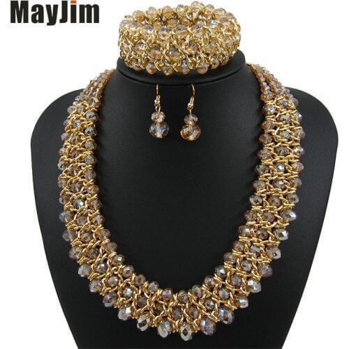 Statement necklace 2021 Fashion Jewelry Sets Handmade Beads Chain Crystal Dubai Jewelry Sets Vintage Beads Bijoux Accessories