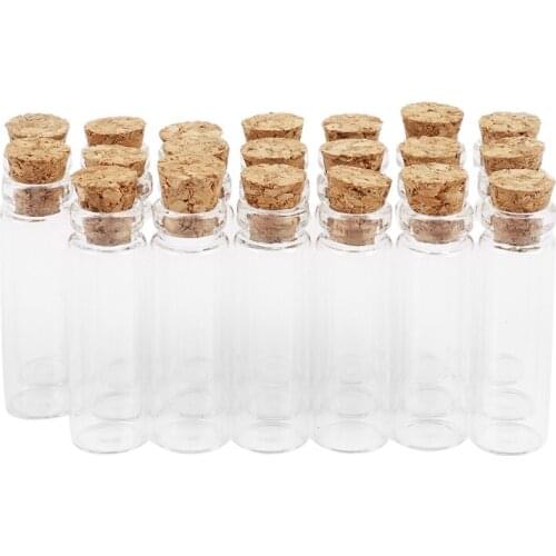 20Pcs 11X32Mm Tiny Mini Empty Clear Cork Glass Bottles Vials 2Ml