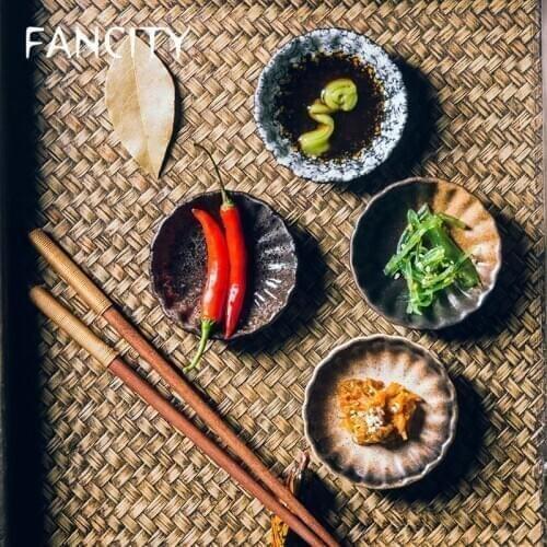 FANCITY Chrysanthemum dish Japanese style seasoning dish home dining dish flavor dish bone dish creative ceramic tableware dish