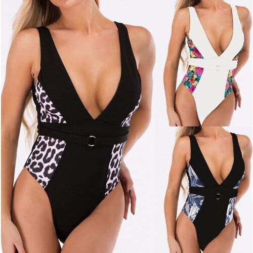 One Piece Swimsuit Swimming Suit for Women Plus Size Swimwear Women Badpak Swim Suit Plus Size Sexy Bikini Patchwork Leopard
