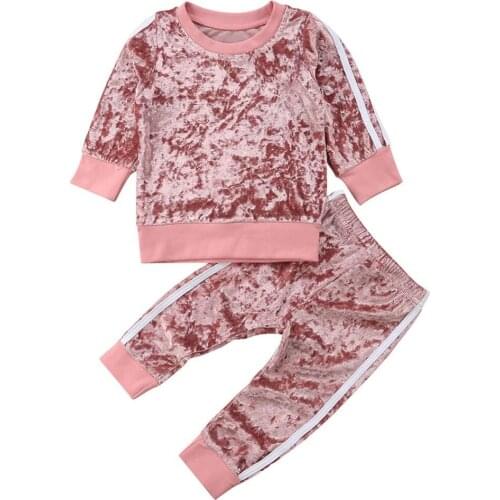 1-6Y Kids Baby Girls Clothes Set Autumn Winter Long Sleeve Long Sleeve Sweatshirts Tops Pant Velvet Children Outfits Tracksuits