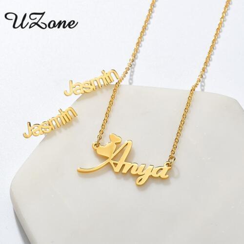 Stainless Steel Name Necklace Studs Customized Necklaces Stud Personalized Jewelry Set for Women Birthday Gift