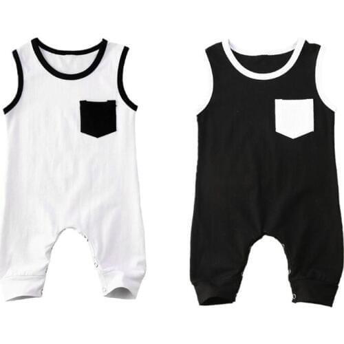 Pudcoco Fast Shipping 0-18M Summer Baby Boy Clothing Sleevless Solid Cotton Soft Jumpsuit Boy Outfit