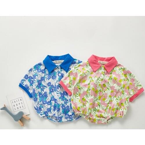 Summer Baby Printed 7 Minutes Of Sleeve Baby Climb Clothes Loose The Bat Sleeve Jumpsuit Ha Garments Bodysuits Baby Clothes Boy