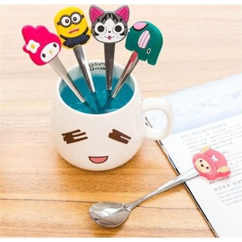 New Arrival 1PC Baby Flatware Cute Cartoon Stainless Steel Spoon Stainless Steel Spoon, Soft Silicone Baby Spoon / Feeding Spoon