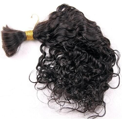 LUFFYHAIR Short Loose Wave Human Hair Bulk 100g/PCS Remy Indian Soft Hair Bulk For Braiding no Weft 3PCS/LOT Natural Black Color