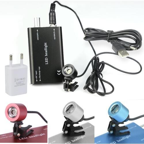 LED Light Illuminated Surgery Dentist Magnifier Headlight Headband Magnifying Glass Headlamp 3W Portable Recharged Dental Loupes